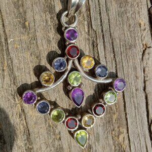 925 Unique Gemstone Pendant